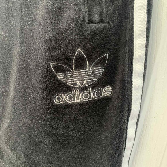 Adidas Velvet Tracksuit Pants - Black/White - Size.M - Picture 2 of 4